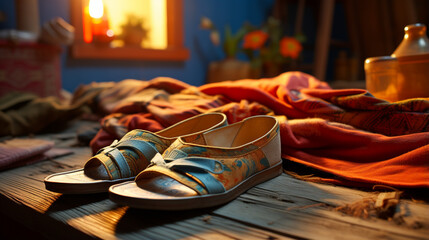 Slippers at the bed.