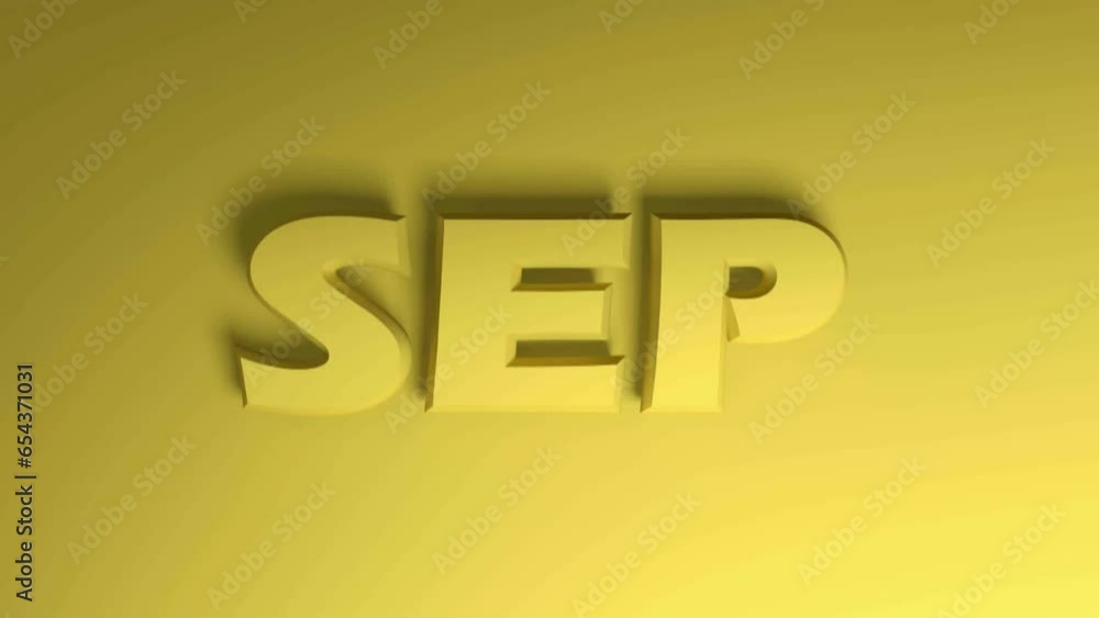 Poster sep for september yellow write passing over yellow background - 3d rendering video clip animation