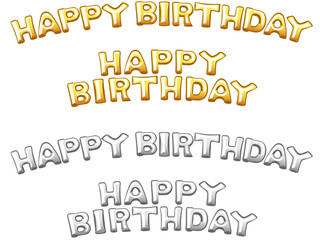 ハッピーバースデーのアーチ文字（金/銀）