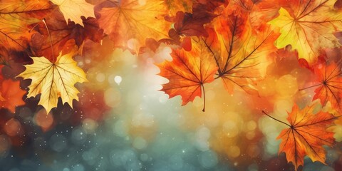 Fall Leaf Background Banner in Christmas day , Copyspace ,Generative AI.