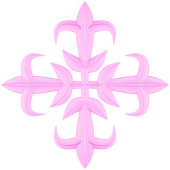 3D illustration render element of openwork decor of different colors on transparent background