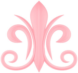 3D illustration render element of openwork decor of different colors on transparent background