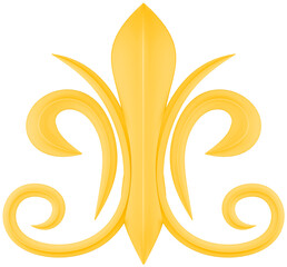 3D illustration render element of openwork decor of different colors on transparent background