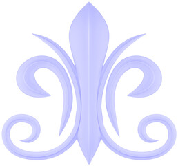 3D illustration render element of openwork decor of different colors on transparent background