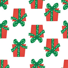 Seamless Pattern with Christmas Gifts.