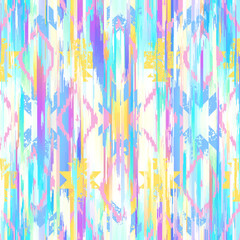 Geometric abstract grunge vintage pattern. Aztec ikat style. Seamless vector image. Thin lines