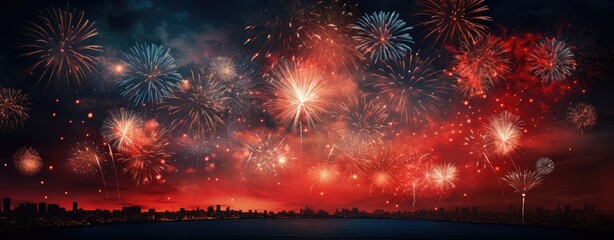 new years eve fireworks photo,jpg free download, in the style of dark beige and red, energetic compositions, light crimson and light black, colorful explosions, photo taken with provia,- generative AI