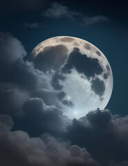 dark sky, very big moon illustration