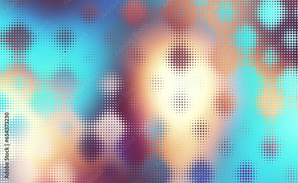 Poster abstract defocused horizontal background with pop art halftone dots. vector image.