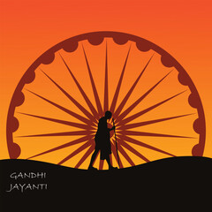 Silhouette of gandhi. Celebration of gandhi jayanti background.