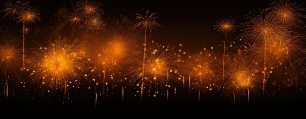 pyrotechnic fireworks image fireworks flashing firework on dark night, in the style of dark yellow and orange, large canvas format, uhd image, photographic montage, photo taken with- generative AI