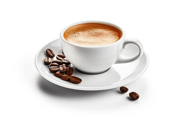 Fototapeta premium Coffee cup with coffee beans isolated on white background