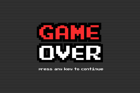Game over background,Pixel Game Over, 8-bit Pixel Game Over.