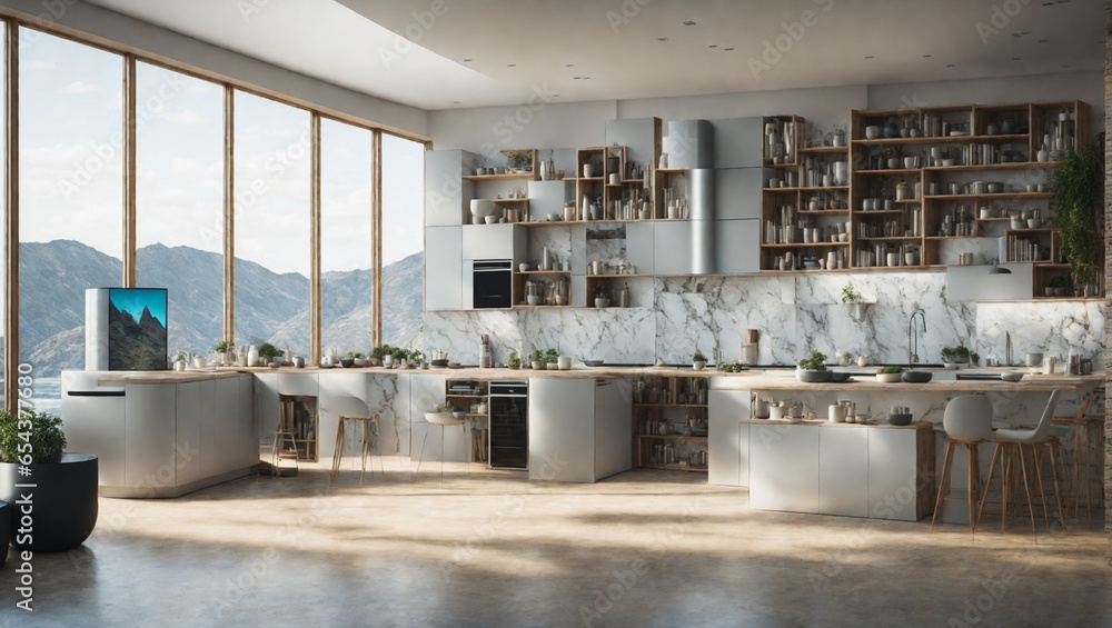 Poster interior of a bar internet of things with a visually stunning image of a smart home filled with vari