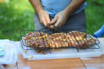 grilled chicken on the grill