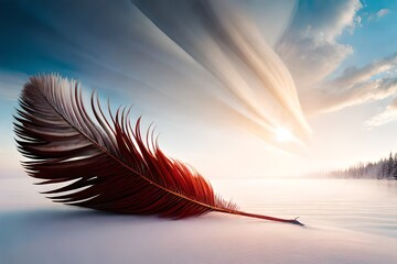 feather on the sky background