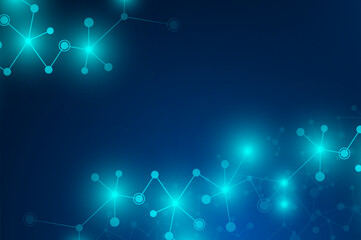 Molecular structure background. Abstract futuristic. Molecules technology on dark blue background. genetic and science background.