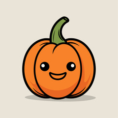 Cute Pumpkin Character, Vector Art Illustration, Isolated