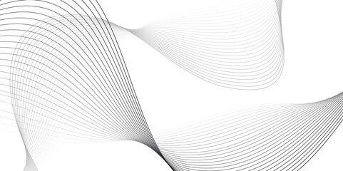 Abstract smooth wave on a white background. Dynamic sound wave. Design element. Vector illustration. Wave with lines created using blend tool. Curved wavy line, smooth stripe.