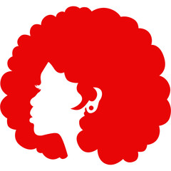 Red afro woman icon without background