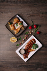 fried file on plates in a restaurant