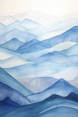 Obraz premium Watercolor painting of beautiful mountain range, Generative AI