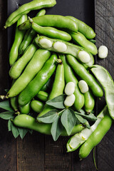 Green fava beans.