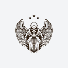 devil wings skull mascot logo vector illustration, devil design template.