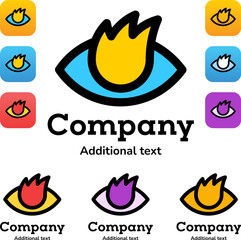 Eye fire stylish logo and icons