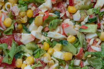 salad of crab sticks and vegetables