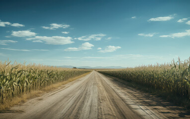 Naklejka premium road in corn field