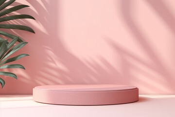 Abstract scene background. Cylinder podium on pink background. Product presentation, mock up, show cosmetic product, Podium, stage pedestal or platform. Generative AI
