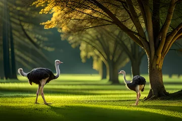 Foto op Aluminium "Graceful Water Wonders: Whimsical Illustration of Elegant Birds" © Aziz