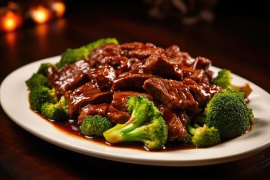 A mouthwatering dish where meltinyourmouth beef cubes intertwine gracefully with al dente broccoli florets drizzled in a luscious oyster sauce. The beef, meticulously cooked to retain its