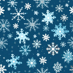 Naklejka na ściany i meble Beautiful snowflakes on turquoise background. Christmas or winter seamless pattern. Square format.