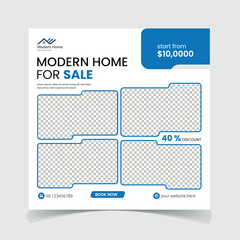 Vector Modern Home For Sale Social Media Post Design