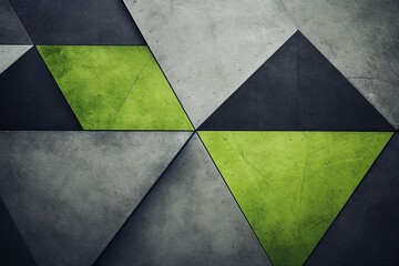 Grey-Green Artistry: Exploring Minimalism with Geometric Triangles, Modern Design, Gradient Nuances, Noise, Grain, Photographic Texture, Visual Symphony, and Artistic Composition