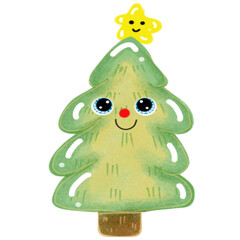 Christmas tree with golden border, snowflakes and sparkles