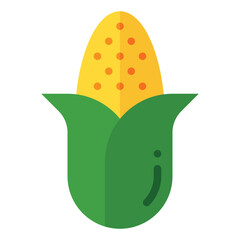 Corn icon in flat style. Vector illustration, suitable for logo, web, graphic design, illustration, sticker, books, etc