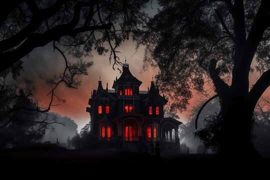 Deep within a foreboding forest, an ancient Victorian manor stands tall, its grandeur tarnished by the passage of time. Yet, an uncanny red glow seeps from its windows; Halloween