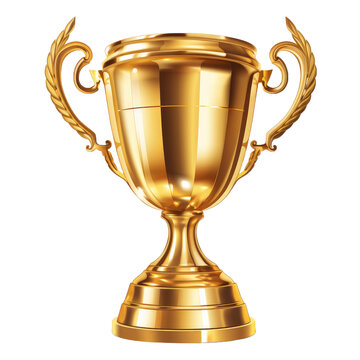 Gold trophy cup on transparent background