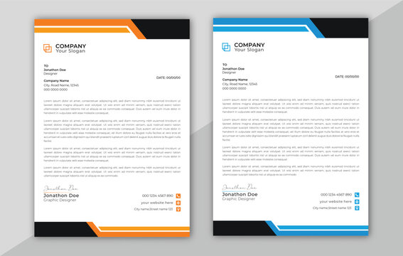Modern Creative & Clean business style letterhead. Modern and minimalist Company business letterhead template.
Clean and professional corporate company business letterhead design. Letterhead design.