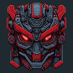 2D Vector Cartoon Illustration futuristic transformers face robotic technology machine mechanical
