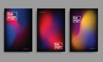 Colorful fluid and wavy gradient mesh background template copy space set. Dynamic colour gradation flow backdrop holo design for poster, banner, flyer, magazine, cover, brochure, festival, or event