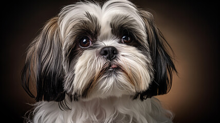 Naklejka na ściany i meble Realistic portrait of Shih Tzu dog. AI generated
