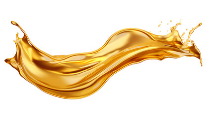 Luxury Gold  oil wave Splash. Isolated on Transparent background.