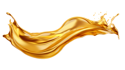 Luxury Gold  oil wave Splash. Isolated on Transparent background.