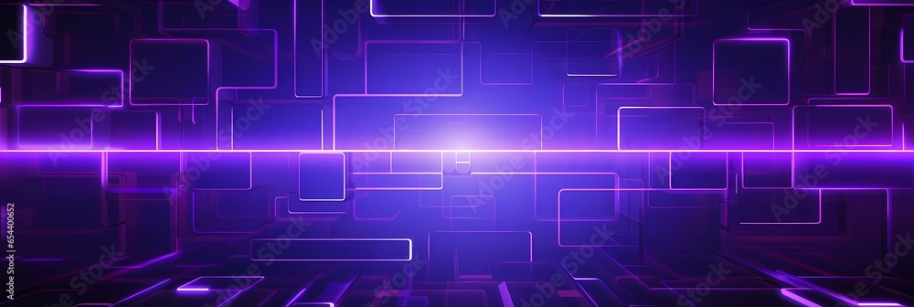 Poster purple and black abstract background with glowing squares and rectangles. perfect for creating capti
