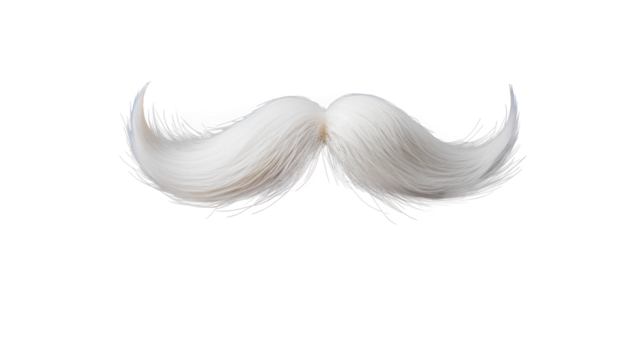 White moustache. Isolated on Transparent background.