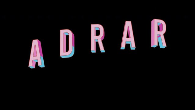 Bright letters jump merrily in the inscription ADRAR city. Retro. Alpha channel black. Looped from frame 120 to 240, Alpha BW at the end